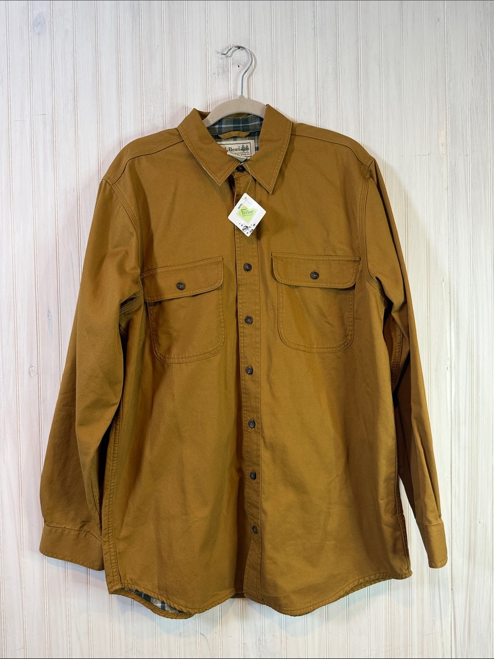 NWT LL BEAN FLANNEL LINED BUTTON DOWN SHIRT SHACKET MEDIUM